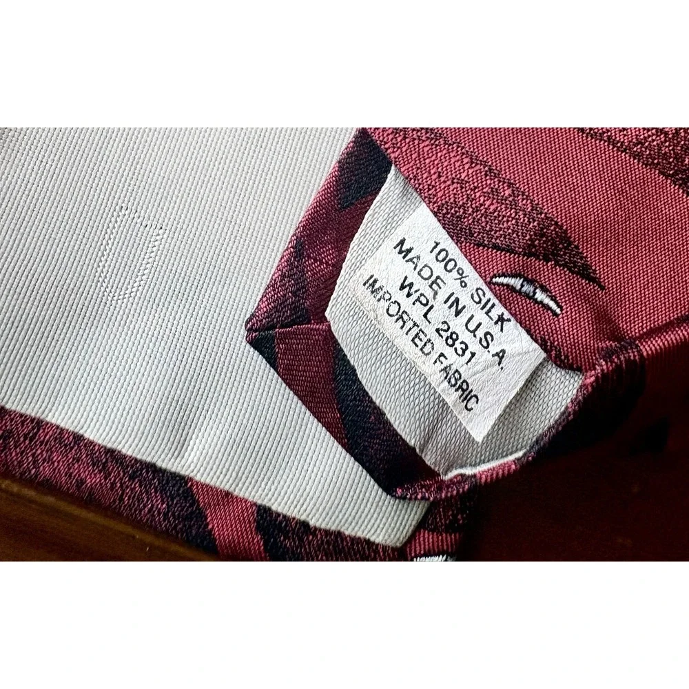 Vintage Mario Valentino Men's Silk Necktie Red Geometric Retro 80s 90s